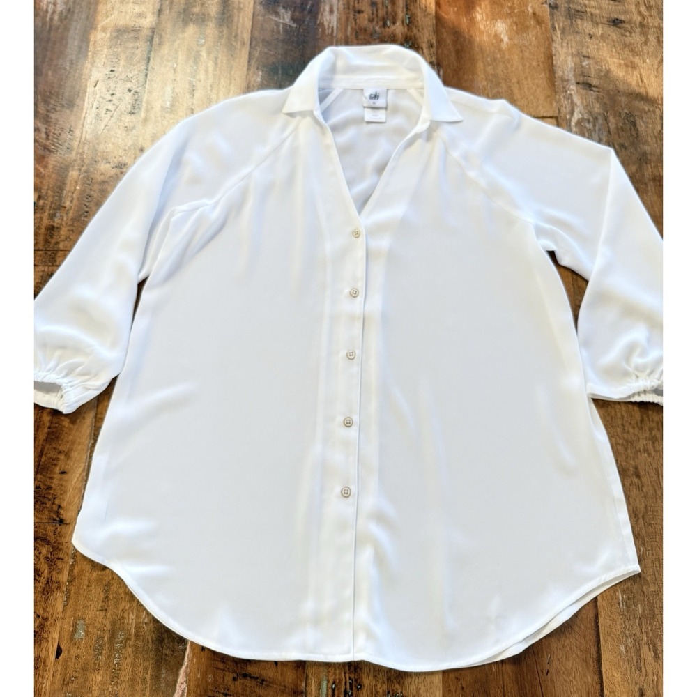 CAbi Top 5715 Blouse‎ Womens XS White Ideal Button Up Office Casual Career